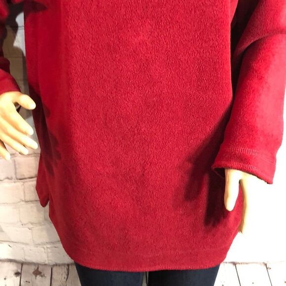 Catalina Red Fleece Vneck Oversized Sweatshirt Soft & Warm Size Large - Picture 3 of 9